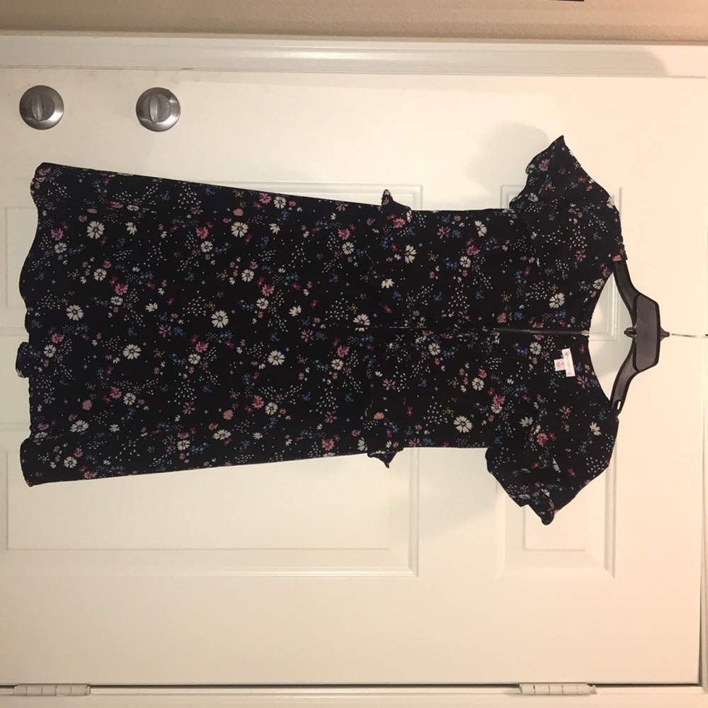 Black floral dress with peplum style top!